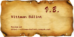 Vittman Bálint névjegykártya